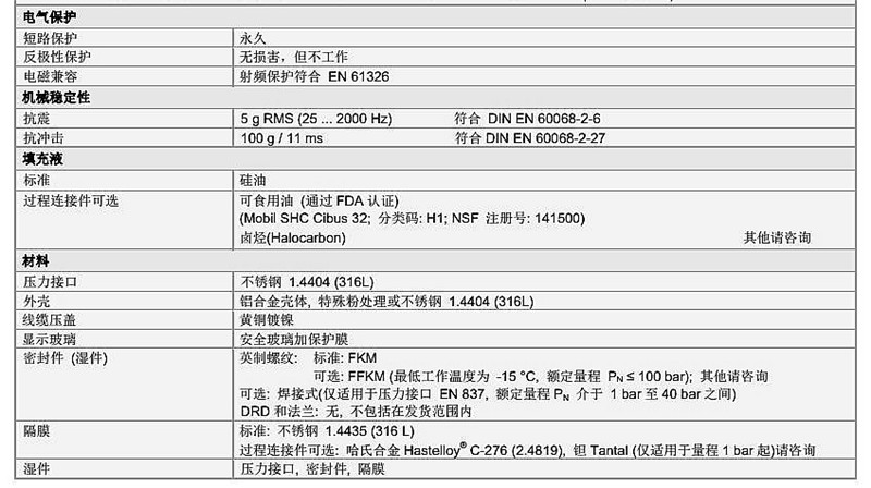 壓力傳感器XMP_i系列技術(shù)參數(shù)2