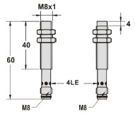 電容式接近傳感器接插件尺寸圖M8系列