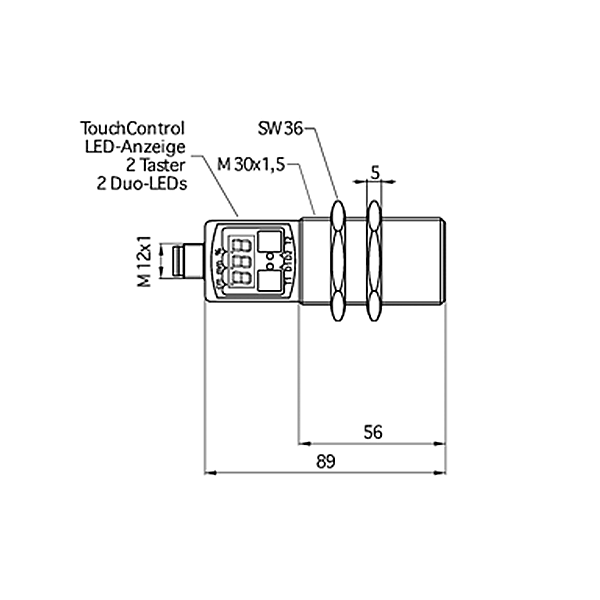 檢測(cè)距離250mm系列超聲波傳感器crm+25系列尺寸圖